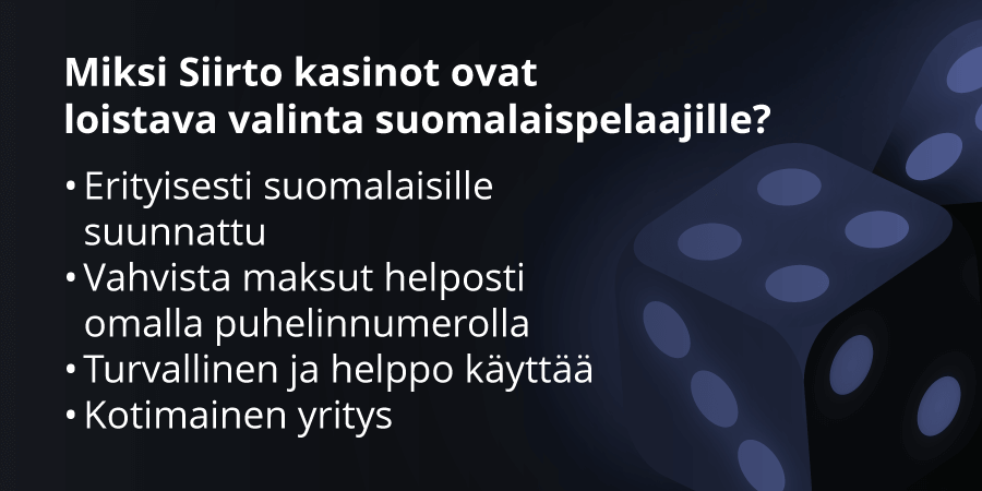 Siirto kasinot suomalaispelaajille