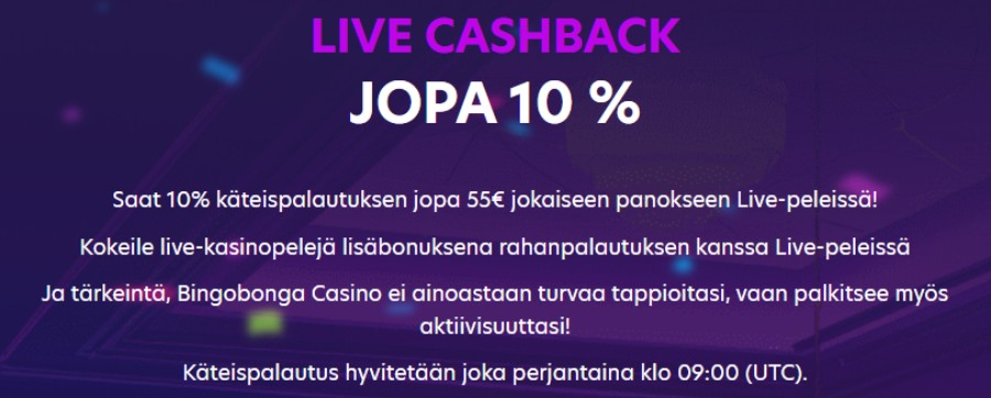 BingoBonga live cashback