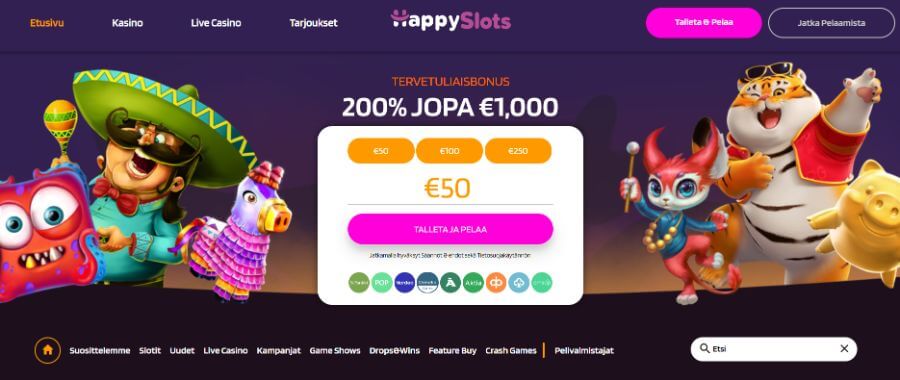 HappySlots etusivu