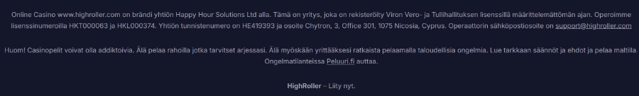 HighRoller – Lisenssi, turvallisuus sekä luotettavuus