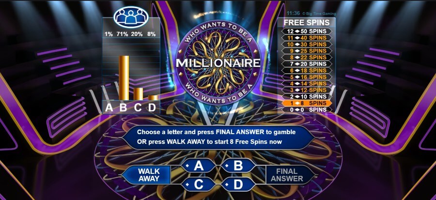 Who Wants To Be A Millionaire Megaways piinapenkki