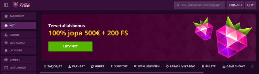 Malina Casino bonus