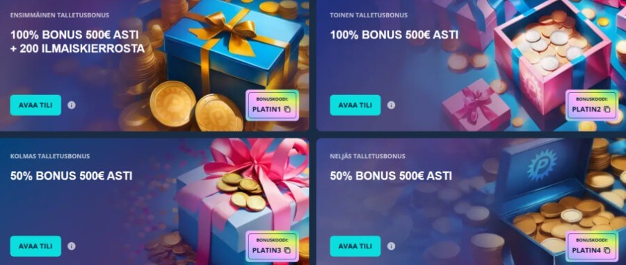 Platin Casino tervetuliaisbonukset