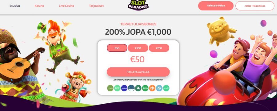 Tervetuliaisbonus ja muut tarjoukset – nappaa bonus Slotparadise-nettikasinolla