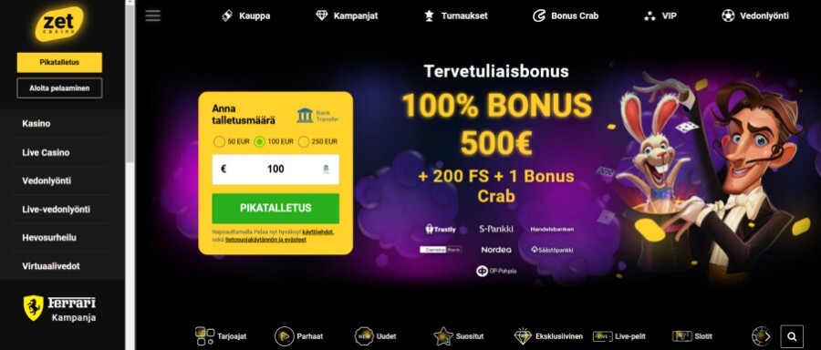 Zet Casino etusivu